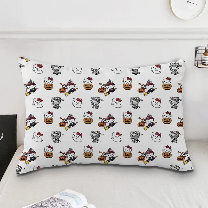 Halloween Hello Kittys Anime Cartoon Perifeer Print Patroon Dubbelzijdig Kussensloop Vakantie Huisdecoratie Kussensloop