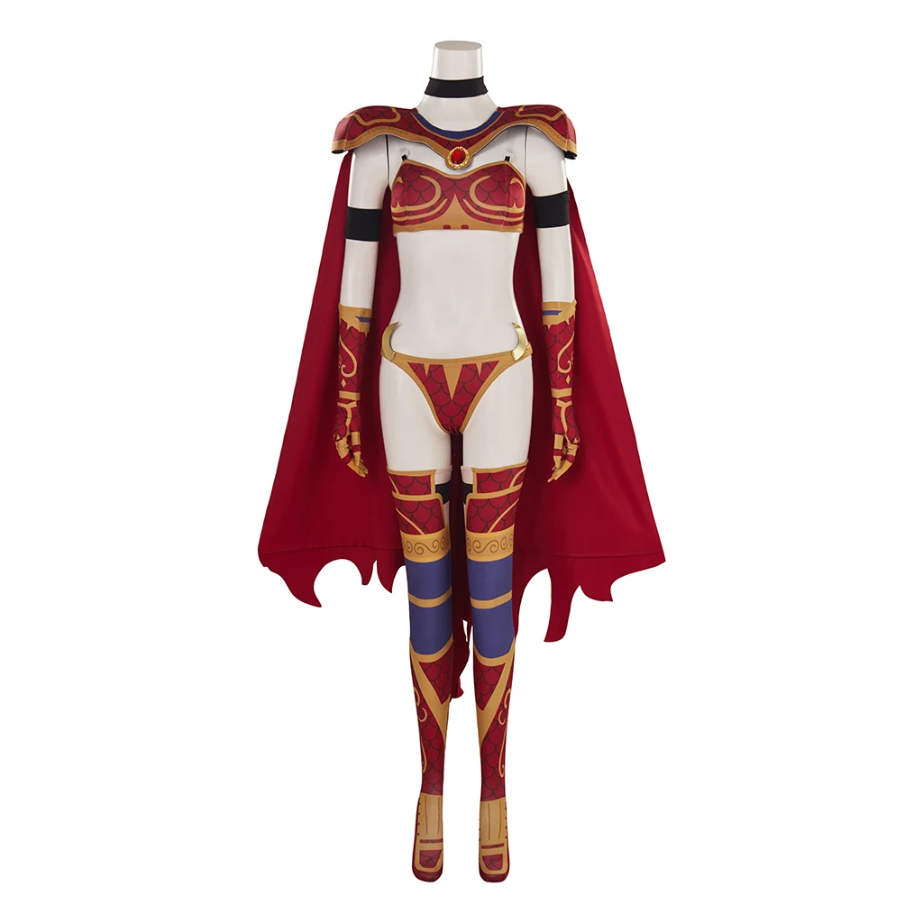 

Alexstraszar Cosplay Costume Women Sexy Red Battle Suit With Cloak Stocks Halloween Party Outfits