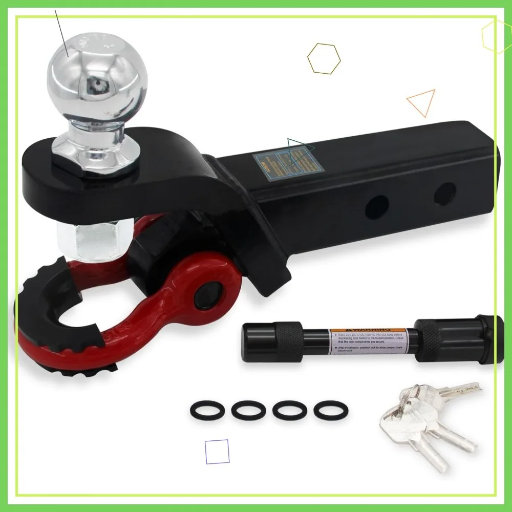 

Heavy Duty 2-in-1 Trailer Hitch Ball Mount with Tow Shackle for Trucks, SUVs, Cars - Fits 2-Inch Receiver