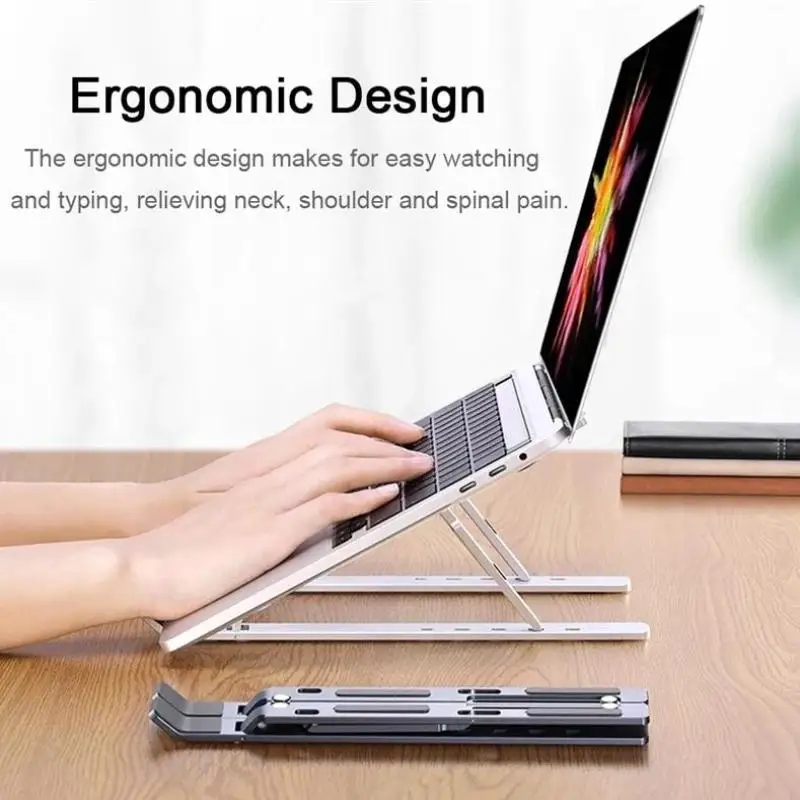 Y-1Pc Metal Foldable Laptop Stand – Portable Heighten Notebook Bracket, Ergonomic Computer Cooling Holder Accessory