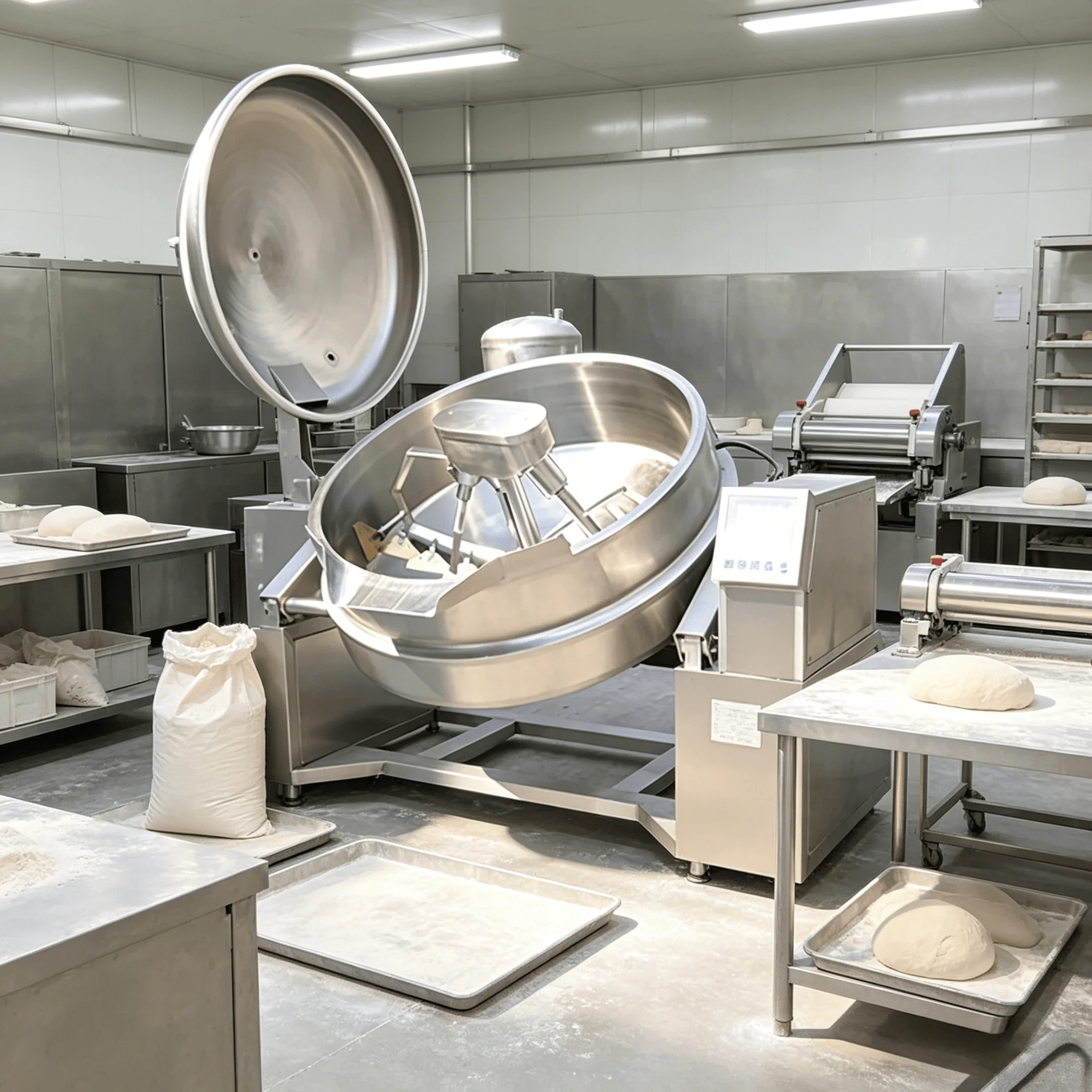 Easy Clean Detachable Mixing Blade Hydraulic Discharge Thick Material Cooker Steam Jacketed Cooking Mixer