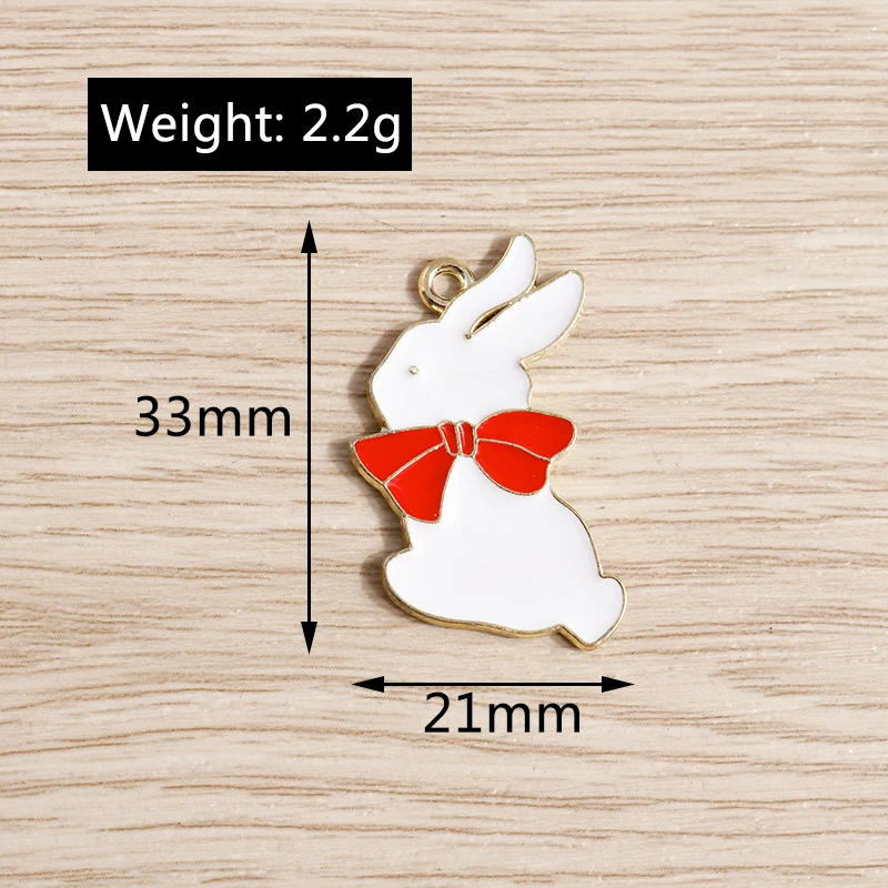 Tusember 10 Stück Emaille-Anhänger mit niedlichem Häschen-Motiv, weißer Hase, für die Schmuckherstellung, DIY-Ohrringe, Halsketten, handgefertigte Accessoires – Detail 12