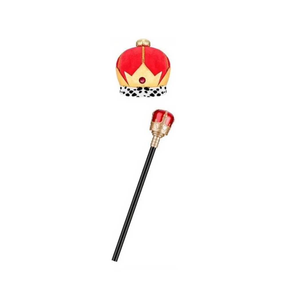 Halloween Adult King Red Cloak Costume Kids King Prince Robe Crown Velvet Cape Children Birthday Party Cosplay Accessory Suit
