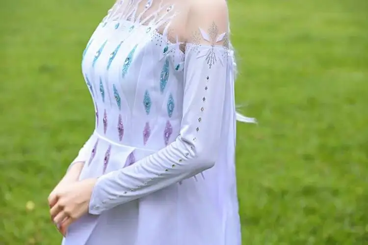 New Princess Ice Dress White Bring Cosplay Costume For Game Party Custom Made Halloween Christmas Set