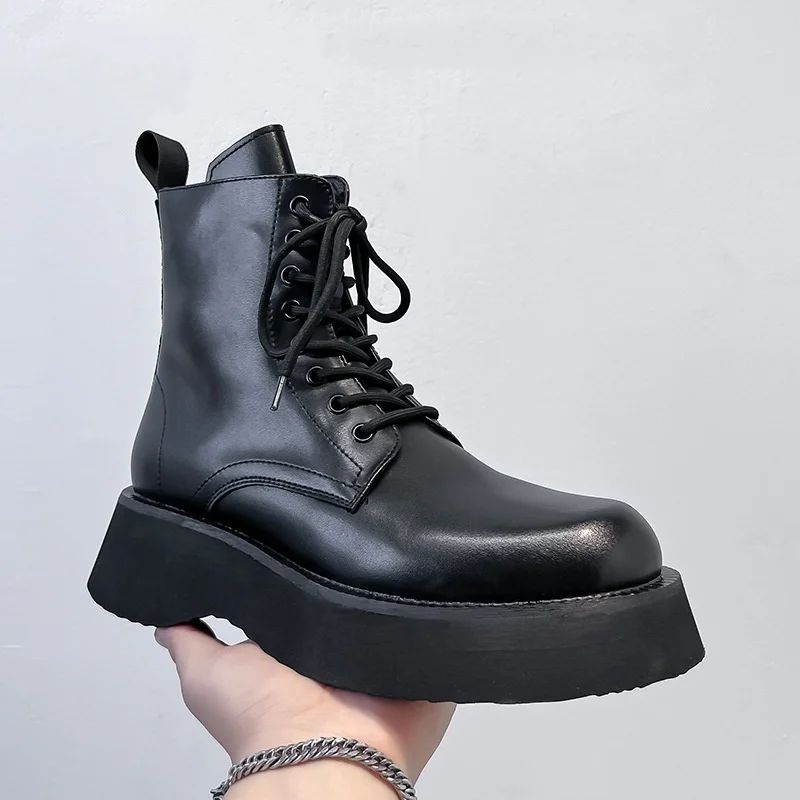 

Мужская мода в стиле хип-хоп, рок-платье, ботинки на платформе, обувь из натуральной кожи на шнуровке, ковбойские высокие ботинки, красивые длинные мотоциклетные ботинки