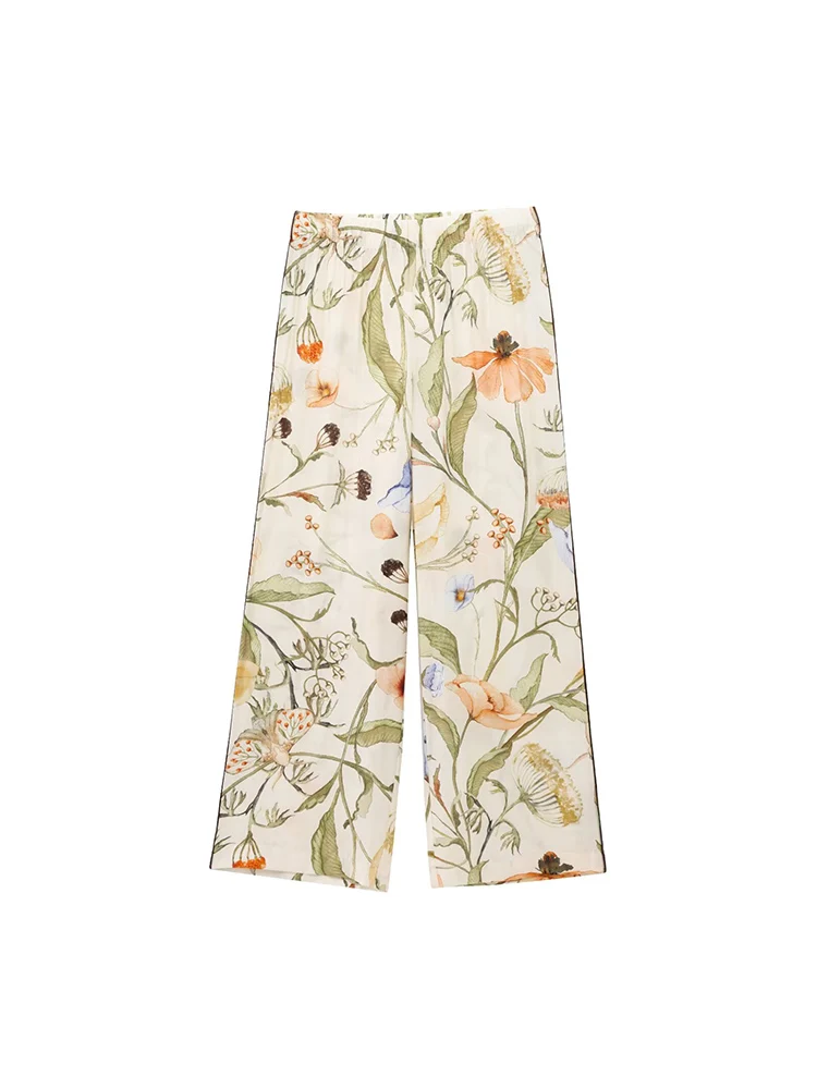 أطقم صيفية للسيدات مكونة من قطعتين 2025 قمصان فضفاضة رفيعة مطبوعة عتيقة ملابس علوية وبنطلون ملابس نسائية للشارع