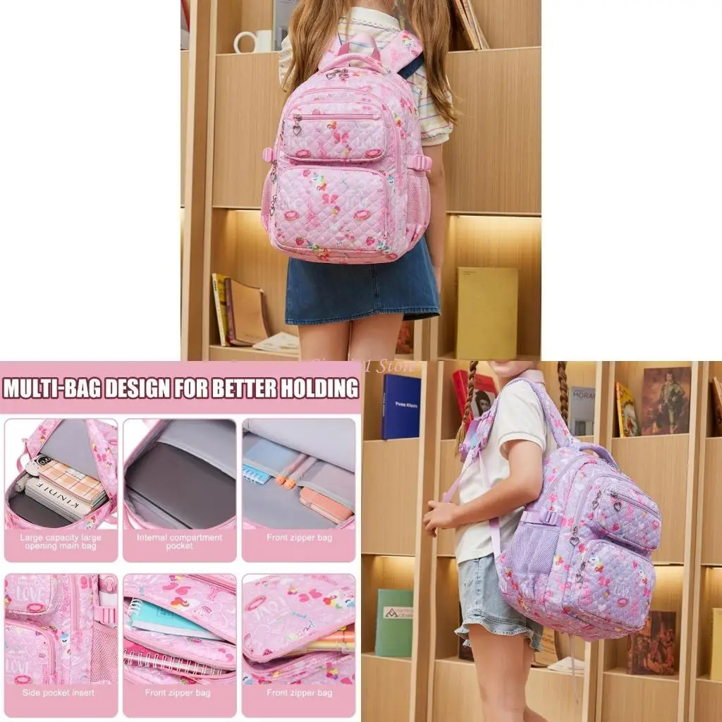 

Y1UB 2pcs School Bag Large Capacity Backpack Rucksacks Casual Daypacks with Lunch Bag Set for Elementary Student