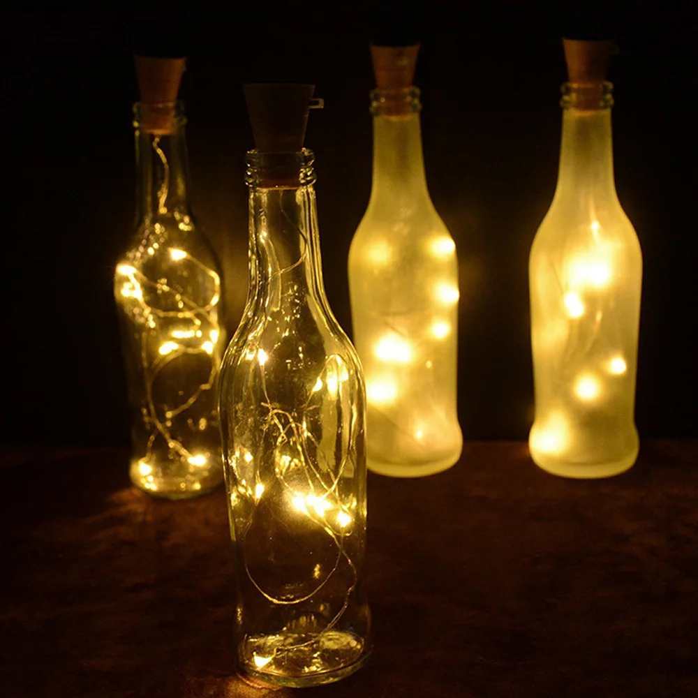 LED Solar Wine Bottle Lights Copper Wire String Lights Outdoor Waterproof Fairy Light DIY Wedding Christmas bar Decor Garlands