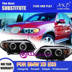 AKD Head Lamp for BMW X5 E53 LED Headlight 2003-2006 Headlights E53 DRL Turn Signal High Beam Angel Eye Projector Lens