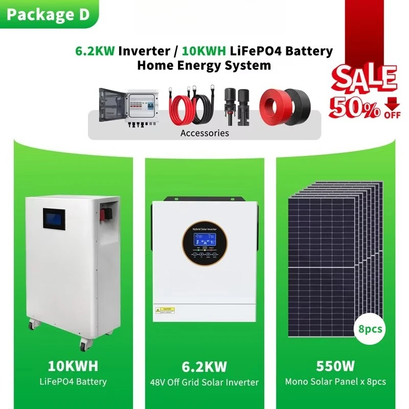Hot Sale 6.2kw Solar Ground Photovoltaic Installation System Hybrid Grid Inverter Polysilicon