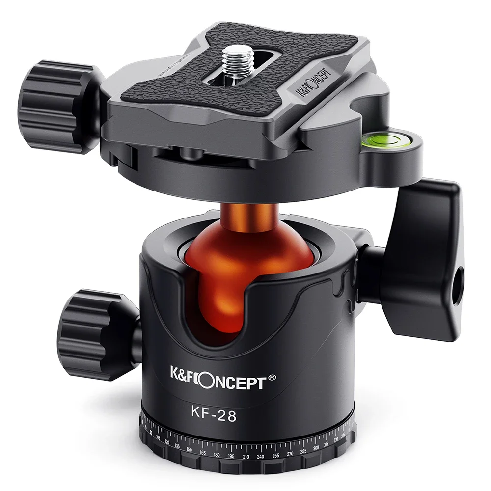K&F CONCEPT Professioneller Stativkugelkopf 360° ° Rotation Panorama 1/4" auf 3/8" Schraubenadapter Kugelkopf für Stativ Einbeinstativ Kamera