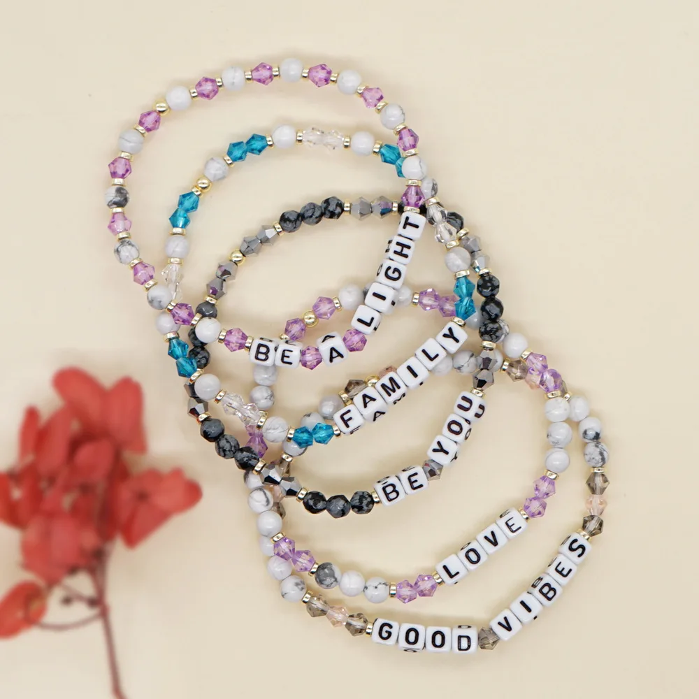 Go2boho Handmade Little Words Bracelet For Women Natural Semi-precious Stone Couple Bracelet Jewelry For Women Men Gift