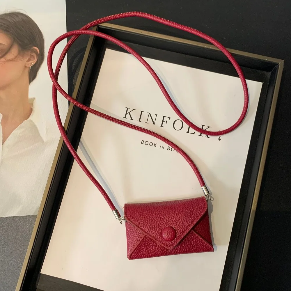 Moda mini bolsa de armazenamento couro do plutônio colar cintura saco cor sólida multifuncional moeda bolsa