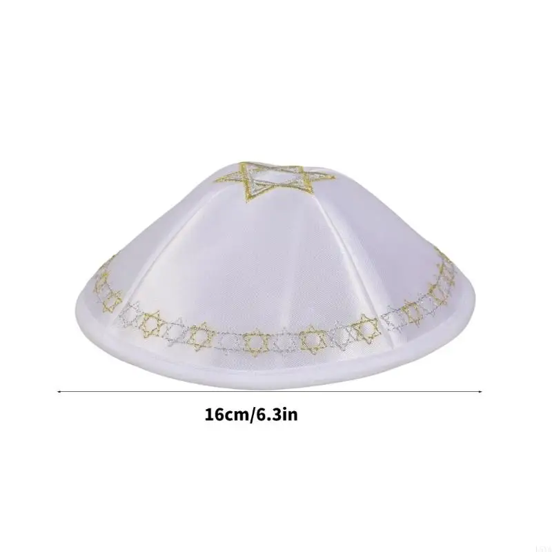 قبعة L5YA قابلة للتنفس للرجال والمراهقين مع نمط مطرز وتصميم رسمي للحدث الثقافي قبعة مستديرة على شكل جمجمة يهودية