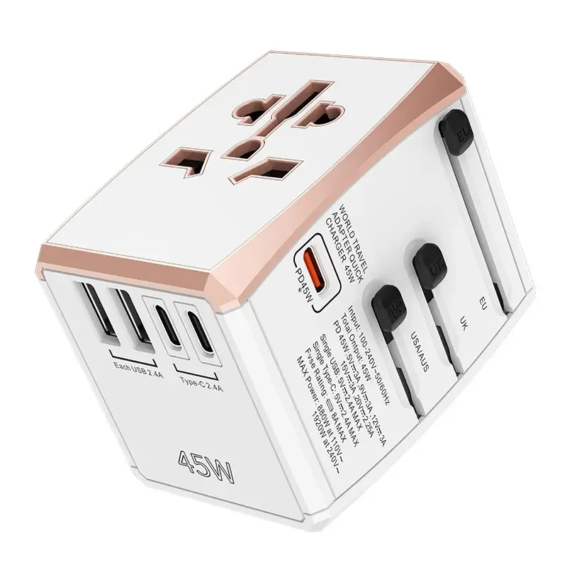 PD45W Universal Travel Adapter International Plug Adapter Fast charger 5USB ports Convert Adapter Universal Socket Charger Power