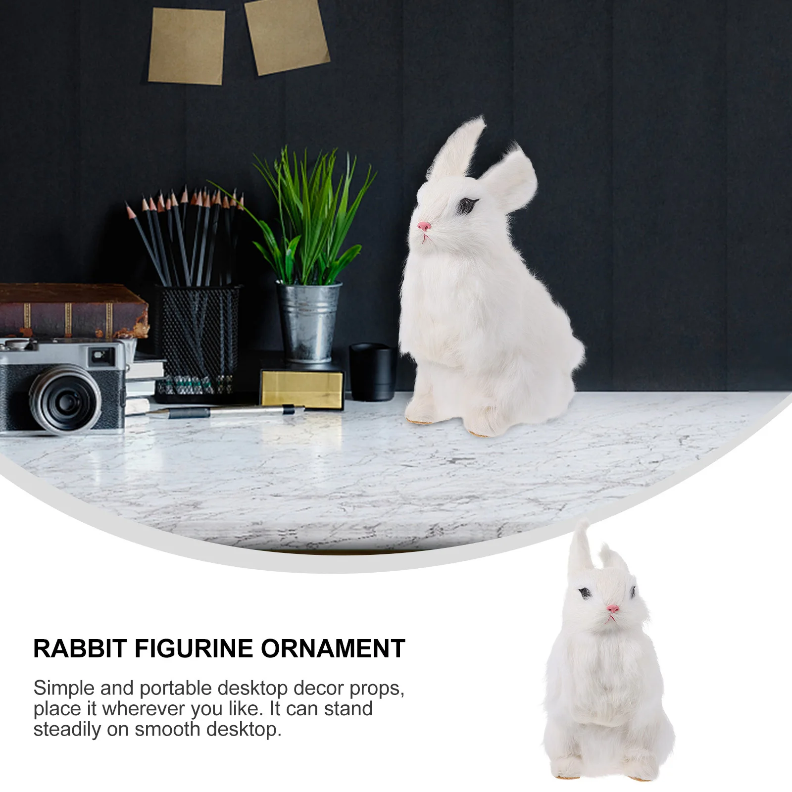 

1Pcs Realistic Rabbit Statue Faux Material Lifelike Desktop Decoration Home Garden Bunny Ornament Rabbit Statue Ornament