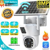 4K 8MP AI Tracking WIFI Solar Camera Dual Lens Battery Wireless IP Camera Outdoor Security PTZ Long Time Stand Surveillance 4K