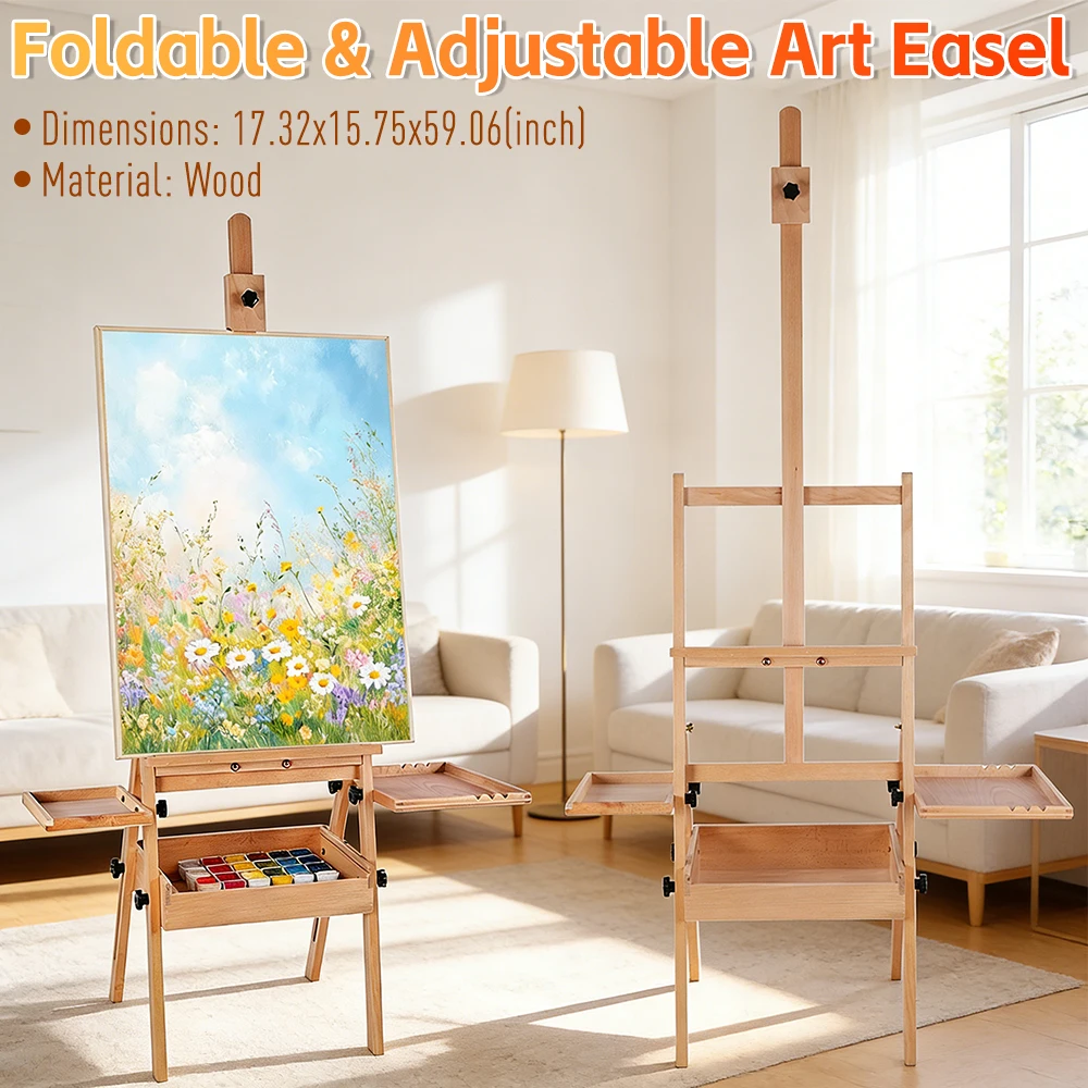 Portable Studio Easel W/ Storage Tray Adjustable Artist Easel Stand with Artist Storage Drawer for Artists Students and Adults