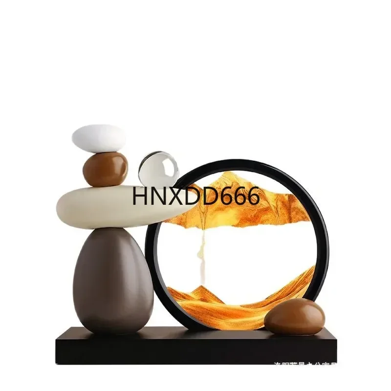 Time comes and goes quicksand painting ornaments light luxury high-end living room entrance TV cabinet wine  decorations