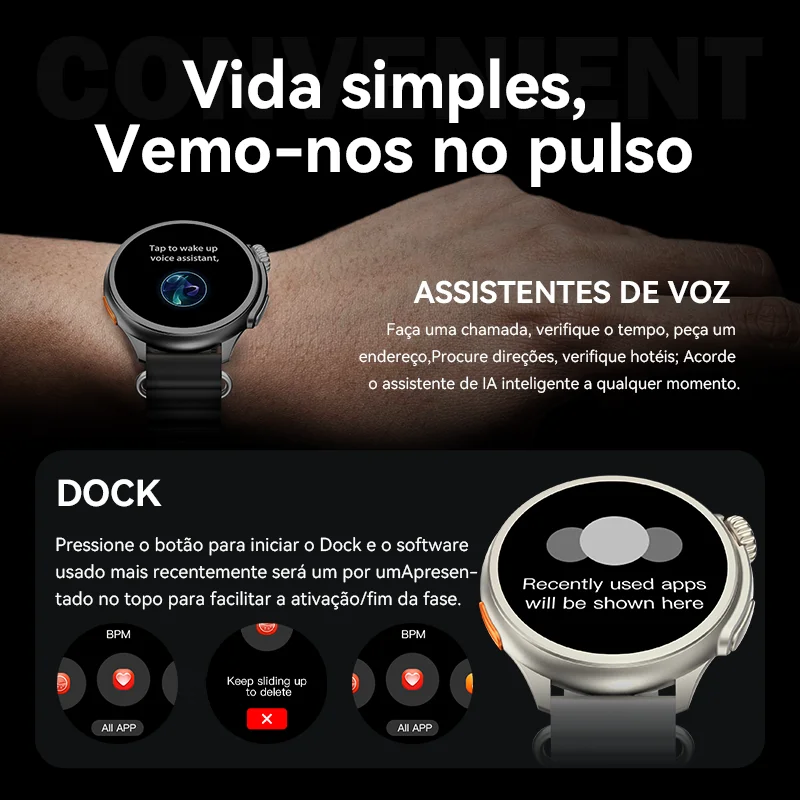 Montre intelligente ronde HW3 Ultra Max pour homme, écran HD 1.52 ", appels Bluetooth, affichage des informations, fond d'écran personnalisé, fonction NDavid