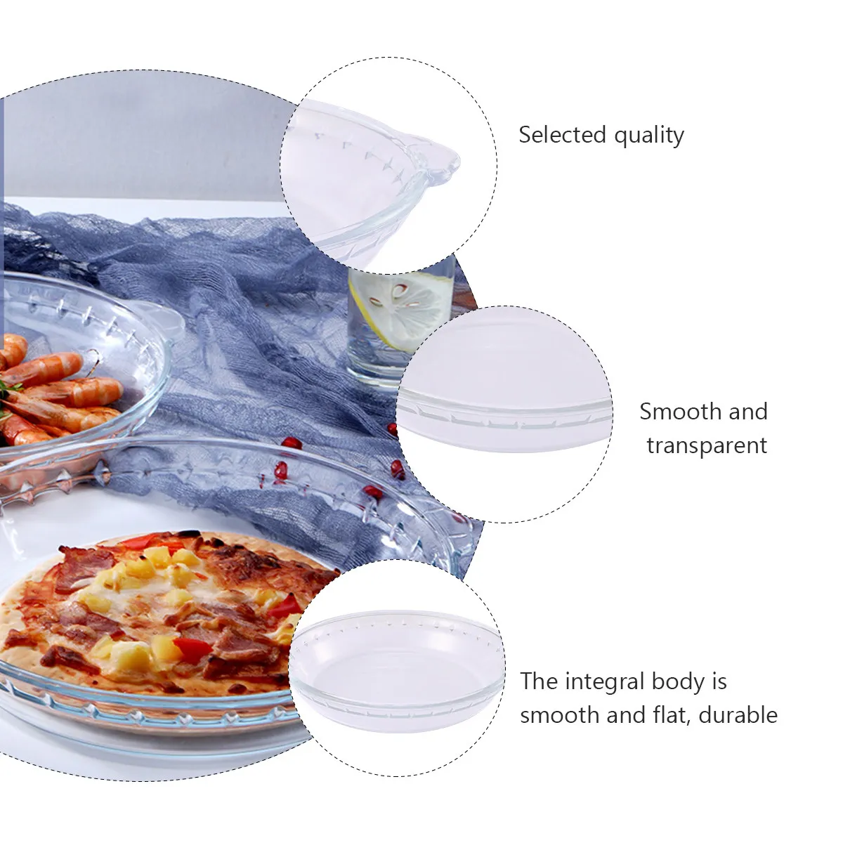 

9 Inch Glass Pie Pan Transparent Oven Safe Bakeware for Microwave Refrigerator Roasting Baking Dish Nonporous Glass