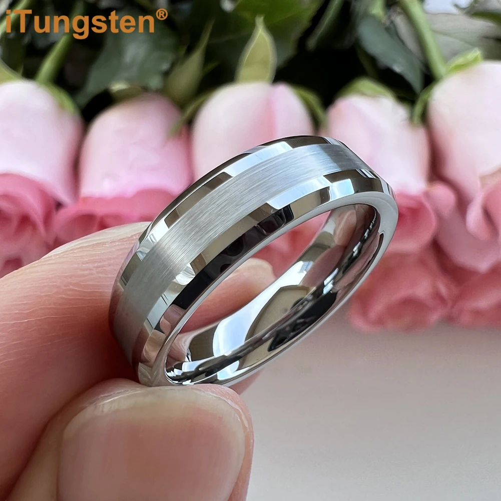 ITungsten 6mm 8mm Engagement Wedding Band Tungsten Carbide Finger Ring for Men Women Couple Fashion Trendy Jewelry Comfort Fit