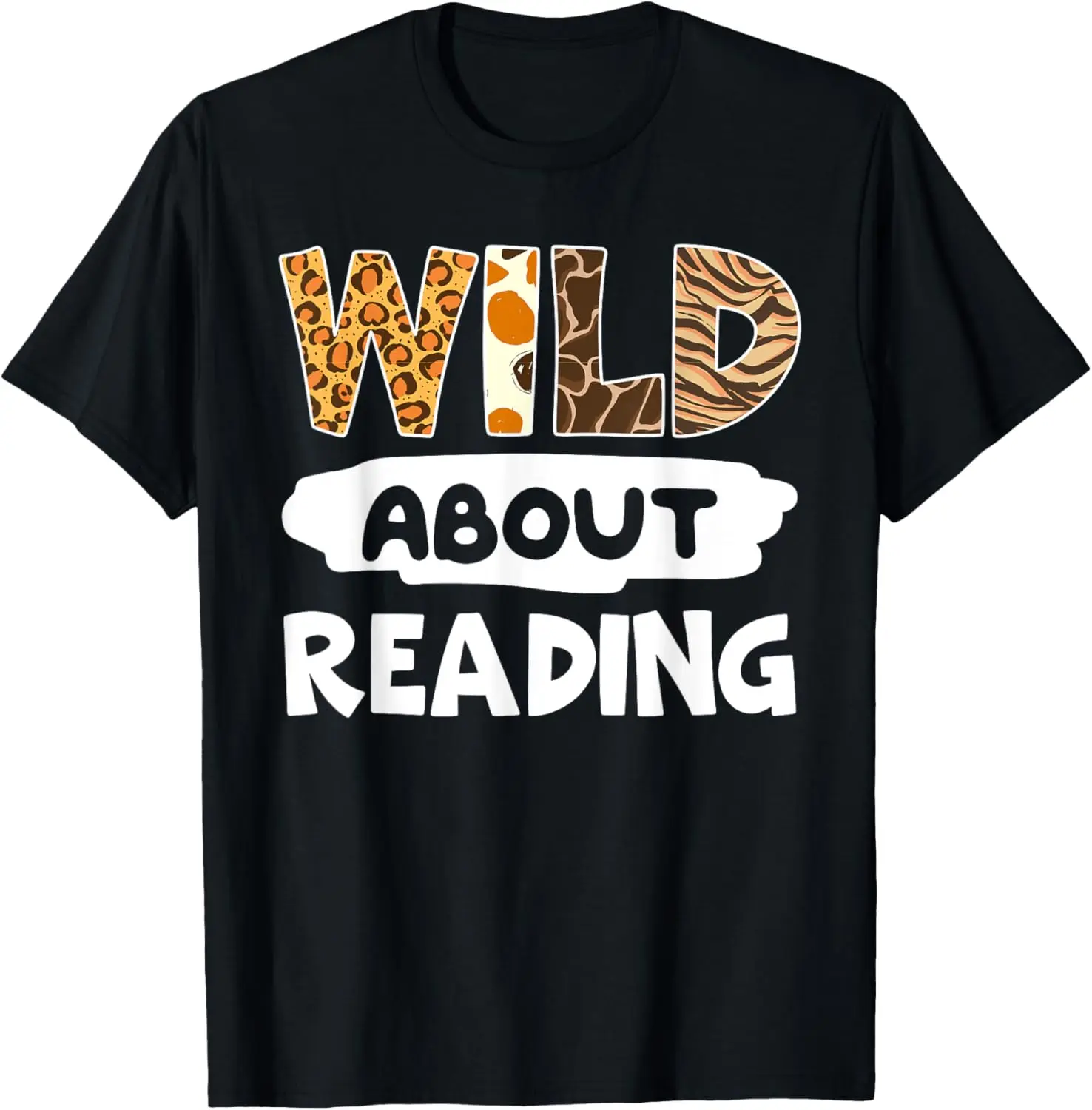 Wild About Reading Books Reader Lover Animals Leopard Zebra T-Shirt