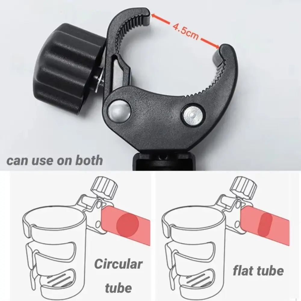 Suporte universal de copo de água para carrinho de bebê, suporte de plástico estável para bebidas, acessórios, instalação de barra de mão, suporte de copo de bicicleta