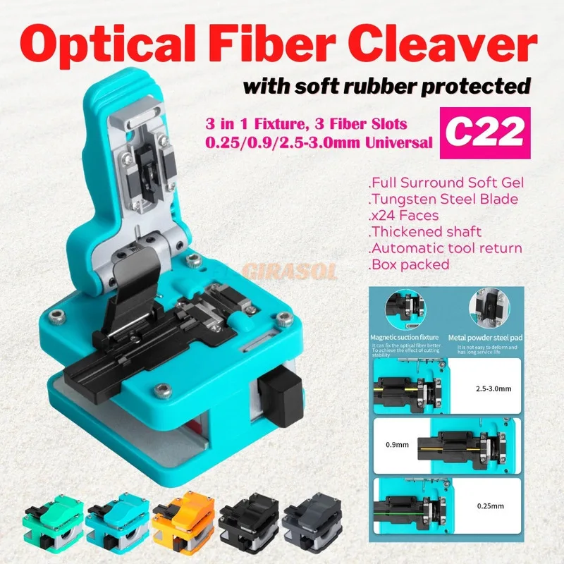 

Fiber Optical Cleaver C22 0.25/0.9/2.5-3.0Mm Universal 24 Faces Optic Cable Cutter Fusion Splicer Optical Cissor FTTH