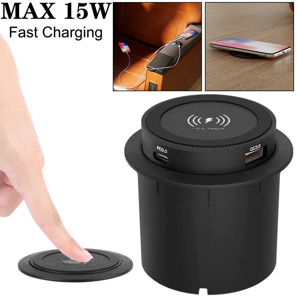 

Quick Charge PD 3.0 Embedded Wireless Charger Outlet Socket Car Charger USB Type-C For Camper Truck ATV Boat Car RV 15W