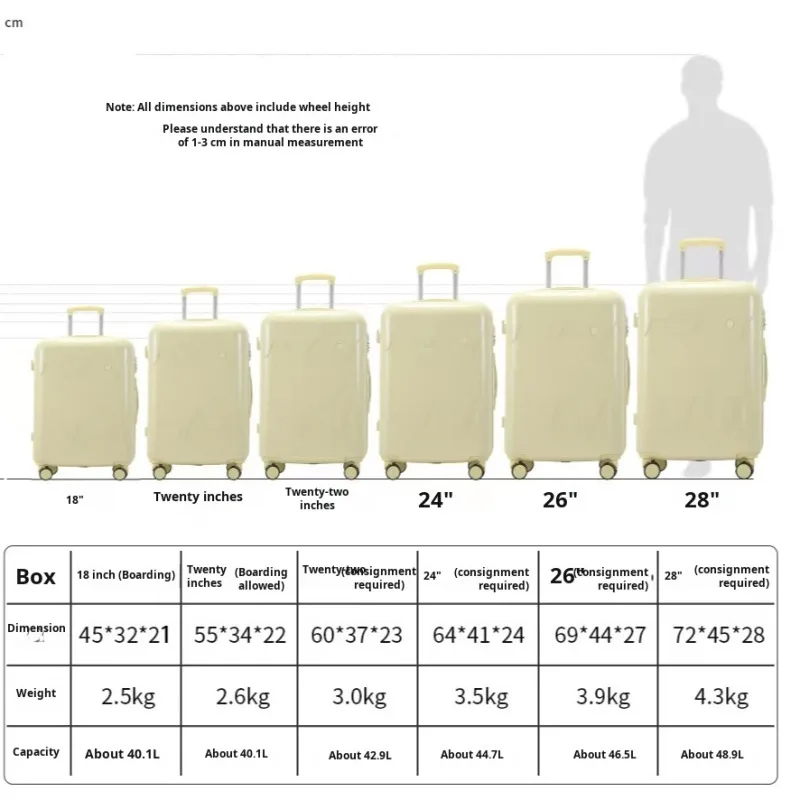Maleta con ruedas para estudiantes, bonita maleta, caja combinada, maleta con ruedas universal, cubierta con ruedas para helado