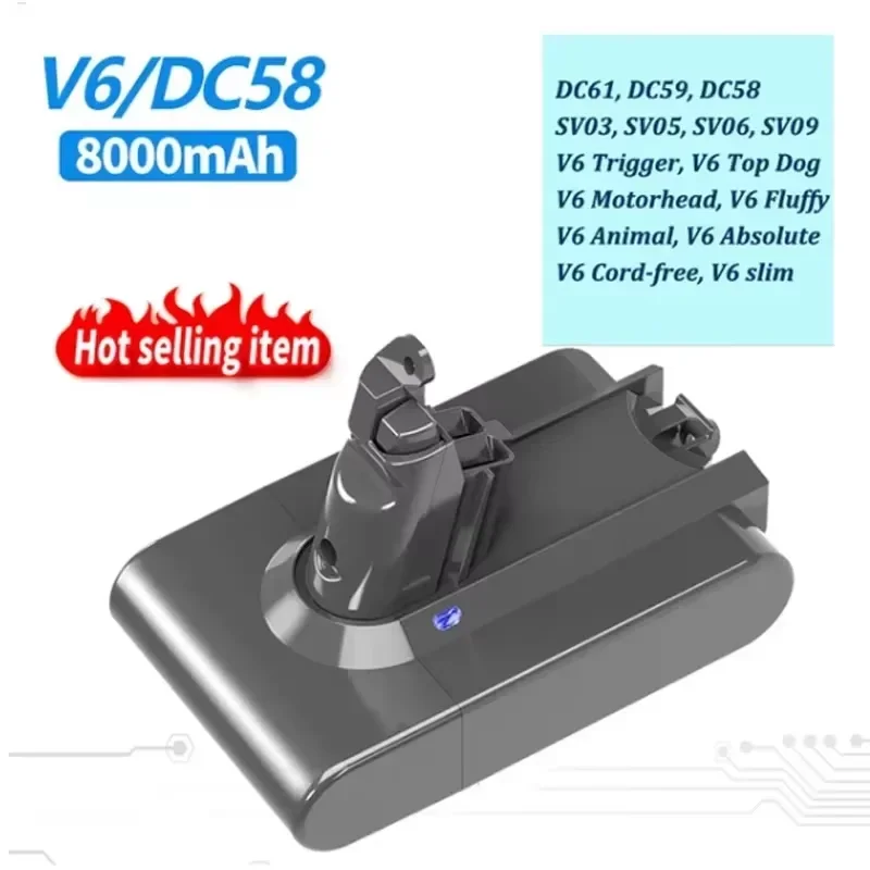 2025년형 다이슨 V7 21.6V 8000mAh 교체용 배터리 다이슨 V7 앱솔루트 코드프리 진공 청소기 핸드헬드 진공 청소기 배터리
