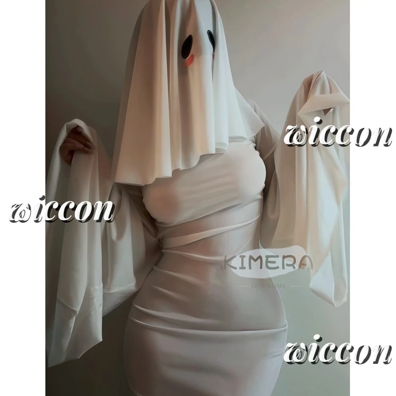 Sexy Cute Female Ghost Cosplay Costume Halloween Scare Face Cape Scream Costume Adult Fancy Dress Halloween Cosplay Costume