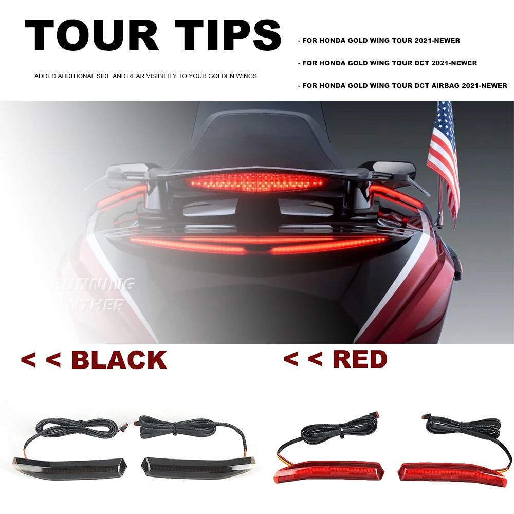 

NEW Top Box Trunk Tour Tips Side LED Decorative Light Lamp For Honda Goldwing Gold Wing GL1800 Tour DCT Airbag 2021-2023 ﻿