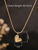 1pc 18K Gold-Tone Minimalist Stainless Steel Curved Heart Pendant Necklace, Fashionable Versatile , Suitable For Women's Daily - Image 4