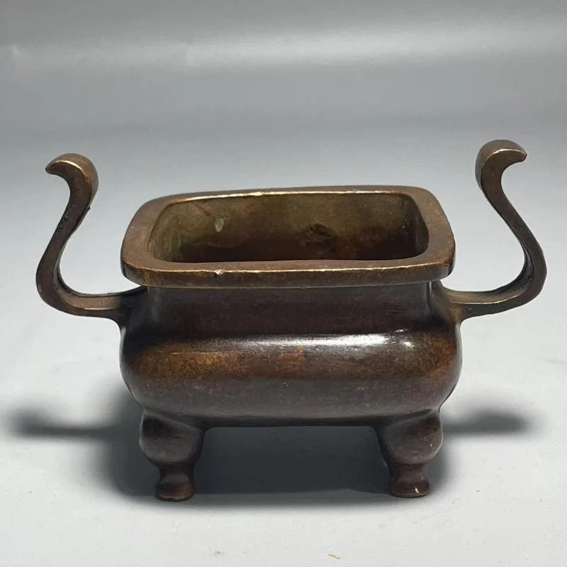 Chaoguan Ear Square Mouth Four legged Incense Stove Purple Copper Wrapped Aromatherapy Stove Home Tea Ceremony Crafts