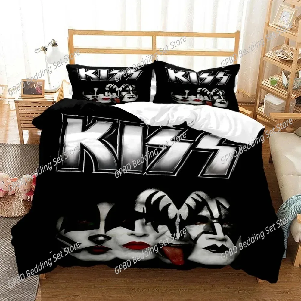 

3D Print Kiss Band Rock Bedding Set,Duvet Cover Comforter Bed Set Quilt Cover Pillowcase,King Queen Twin Size Boys Girls Adults