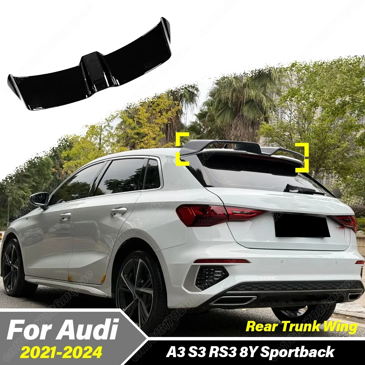 

For Audi A3 S3 RS3 8Y Sportback 2021 2022 2023 2024 Car Rear Roof Spoiler Wing Body Kit High Quality ABS Accessorise Auto Parts