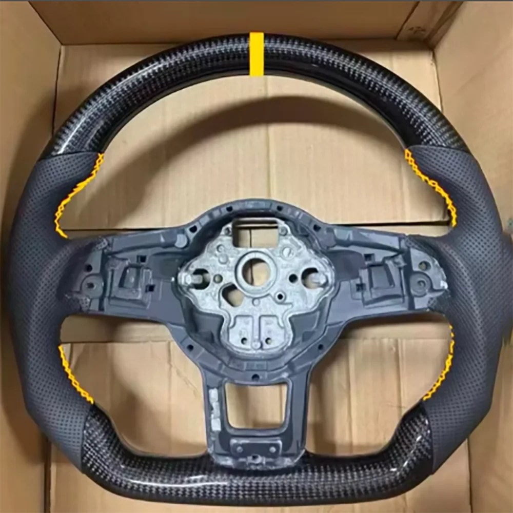 

Yellow stitching Carbon Fiber Steering Wheel leather Alcantara For VW Golf MK7 7.5 GTI GTD GTE R GTI For Tiguan for Passat DSG