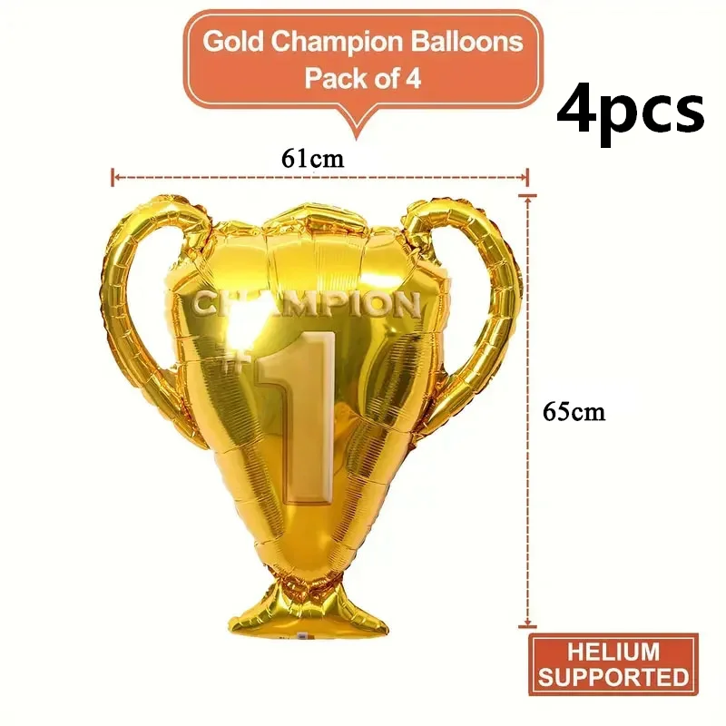 4-teiliges Champion-Trophäen-Folienballon-Set, Aluminium-Film-Award-Cup-Ballons für Sportwettkämpfe, Abschlussfeiern, Geburtstage – Detail 2