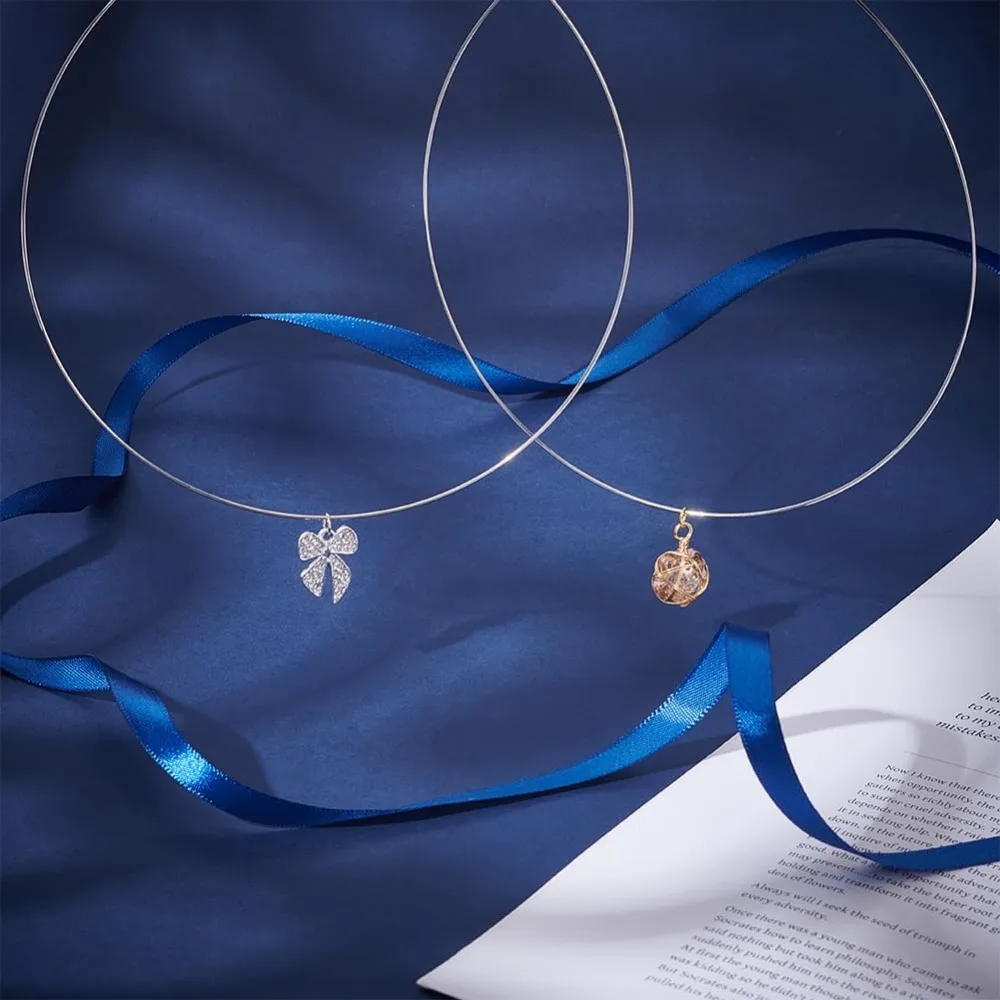 2 قطعة سلك التفاف طوق القلائد للنساء 304 الفولاذ المقاوم للصدأ المختنق القلائد المفتوحة المختنق قلادة معدنية عادي Chocker طوق