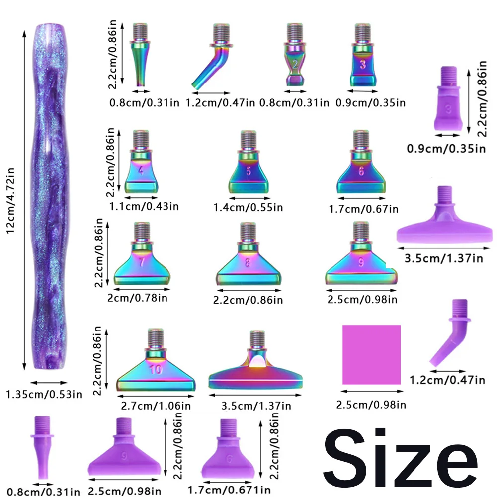 Juego de bolígrafos de resina 5D para pintura de diamantes, cabezales de repuesto de Metal, herramienta de Arte de uñas de diamante DIY, 1 Juego