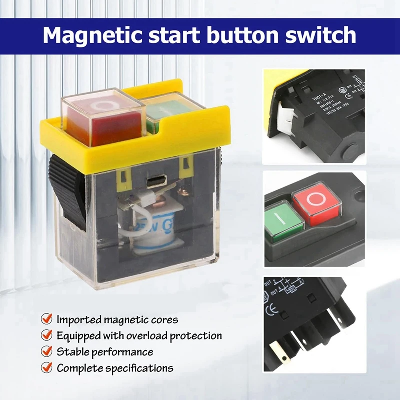 2X Kjd6 5E4 250V 6A Universal Safety Switch: Electromagnetic Waterproof, Against Power Outage Tool Switch, Start Button