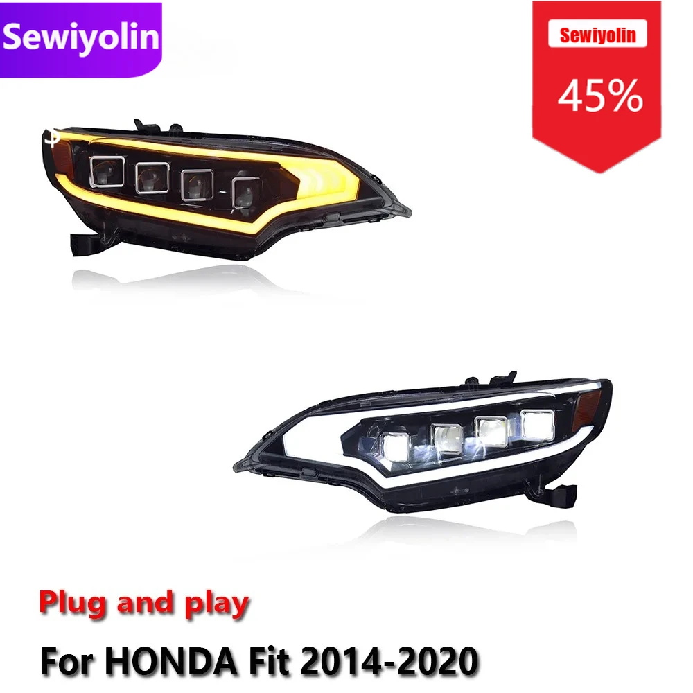 

Car DRL LED Headlight Assemblies For HONDA Fit 2014-2020 Fog DRL Brake Turn Signal Lamp Plug And Play