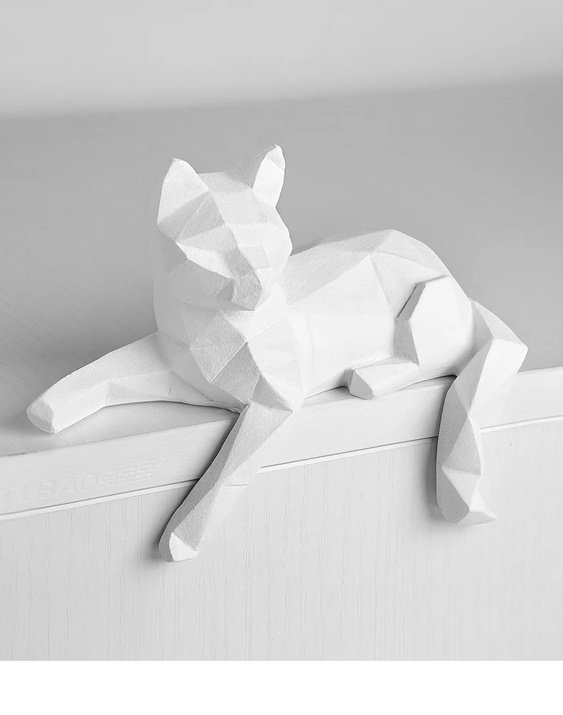 1 Set Katzenskulpturen, geometrisch geschnittene Tierskulpturen, Kunsthandwerk aus Kunstharz, kreative Wohnraumdekoration, Ornamente in Form von faulen Katzenstatuen – Detail 8