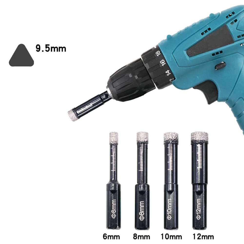 6-12mm Dry Ceramic Tile Drill Bit Triangular Shank Brazing Hole Opener Drilling 9.5mm Triangular Shank For Drilling Granite