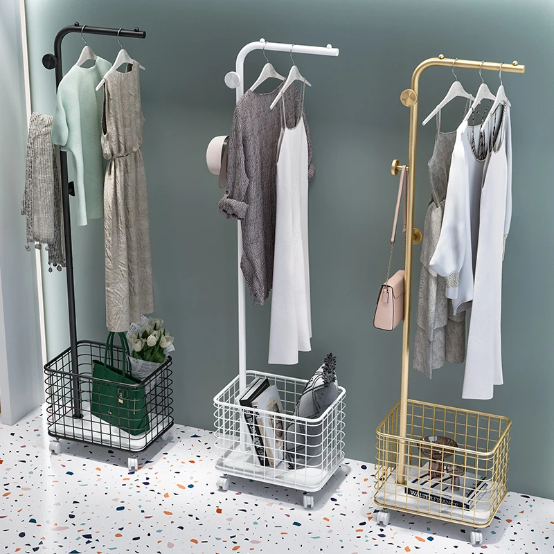 Nordic Internet celebrity movable entrance corner coat rack floor hanging hanger bedroom home corner storage shelf