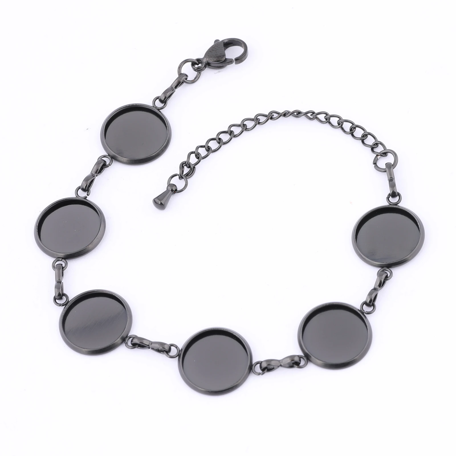 Pulsera de cabujón redonda chapada en oro de acero inoxidable, 2 piezas, 12mm, Base de ajuste, bandejas de bisel Diy para pulseras, fabricación de