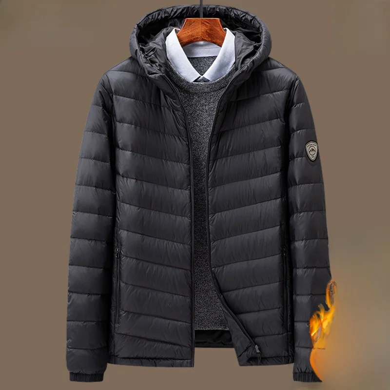 

Легкая осенне-зимняя мужская куртка-пуховик: повседневная, спортивная, тонкая, с наполнителем из полиэфирного волокна, на молнии, с защитой от катышков