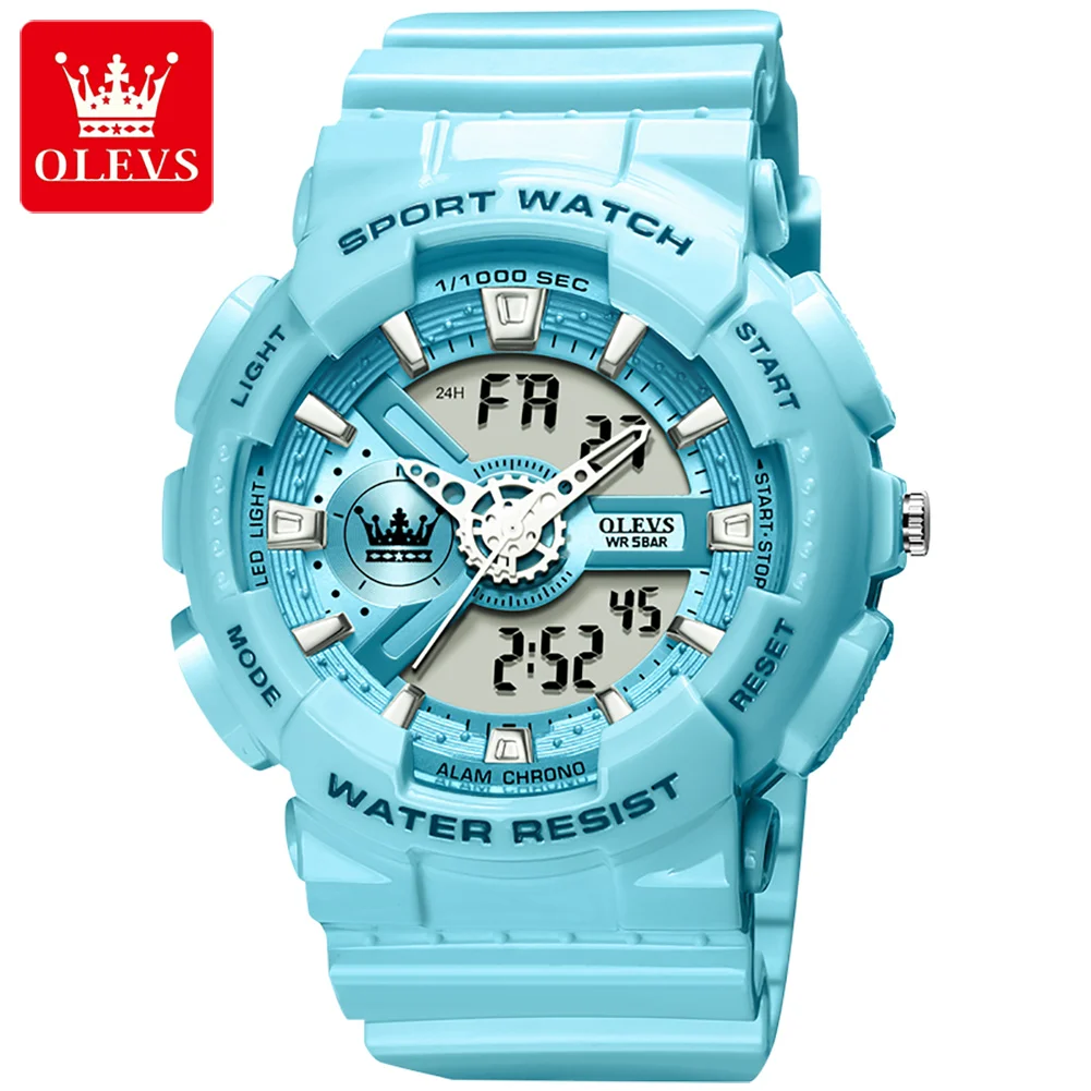 

Olves Women's Sport Waterproof Luminous Watch With Fashion Luxury Silicone Strap Calendar Diaplay Digital For Girlfriend Gift